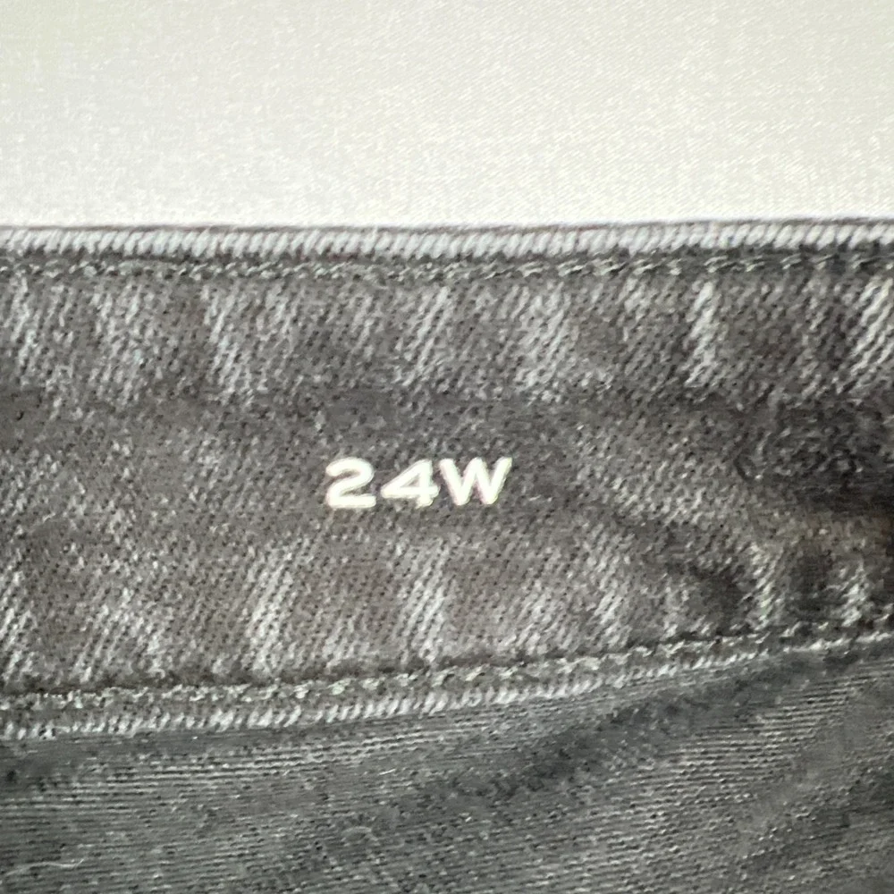 St John's Bay Jeans Womens 24W Black Denim Cotton Stretch High Rise Straight Leg